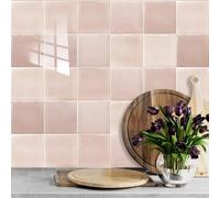Stick on Tiles Cream Pink Oil Proof Tile Stickers Kitchen Stick on Bathroom Tiles Self Adhesive Vinyl Thicken Self Adhesive Floor Tile Transfers Removable 30x30cm/10 Pcs