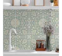 Stick On Tiles Elegant Beige Pattern Kitchen Tile Stickers Peel and Stick Bathroom Floor Tiles Durable Waterproof Oil-Proof for Stairs Removable Self Adhesive Floor Tile 15x15cm/10 Pcs