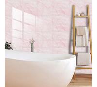 Stick on Tiles Elegant Pink Marble Kitchen Tile Stickers Waterproof Vinyl Decals Self Adhesive Stick on Bathroom Tiles Backsplash Decorative Tile Covers 30x15 cm/ 4 pcs