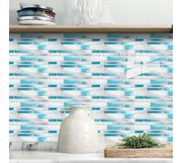 Stick on Tiles for Bathroom 12x24 cm Elegant Blue White Kitchen Tile Stickers Cabinet Fireplace Wall Home Decors Waterproof PVC Oilproof Wall Tiles Self Adhesive 30 Pcs