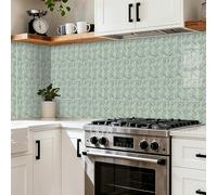 Stick on Tiles for Bathroom 17x23 cm Blue Green Marble Kitchen Tile Stickers Cabinet Fireplace Wall Home Decors Waterproof PVC Oilproof Self Adhesive 15 Pcs