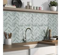 Stick on Tiles for Bathroom 17x23 cm Grey Green Geometry Kitchen Tile Stickers Cabinet Fireplace Wall Home Decors Waterproof PVC Oilproof Self Adhesive 15 Pcs