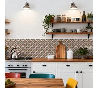 Stick on Tiles Grey Brown Flower Kitchen Tile Stickers Transfers PVC Stick on Bathroom Tiles Durable Self Adhesive Wall Tiles Peel and Stick Backsplash Oil-Proof Removable 20x20cm/48 Pcs