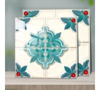 Stick on Tiles Kitchen 10x10CM Blue Red Peel and Stick Wall Stickers Waterproof Oil Proof PVC Decorative Stickers for Bathroom Washroom Bedroom,Floor Tiles
