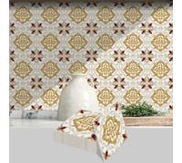 Stick on Tiles Kitchen 10x10CM Golden Red Peel and Stick Wall Stickers Waterproof Oil Proof PVC Decorative Stickers for Bathroom Washroom Bedroom,Floor Tiles