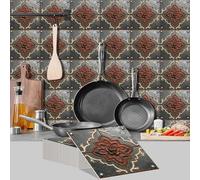 Stick on Tiles Kitchen 10x10CM Red Flower Peel and Stick Wall Stickers Waterproof Oil Proof PVC Decorative Stickers for Bathroom Washroom Bedroom,Floor Tiles