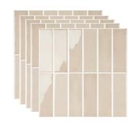 Stick on Tiles Kitchen, 30.5cmX30.5cmX2.5mm Peel and Stick Subway Metro Wall Tiles Self Adhesive, Waterproof PET Splashback Tile Stickers for Kitchen Bathroom (Beige|5pcs)