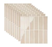 Stick on Tiles Kitchen, 30.5cmX30.5cmX2.5mm Peel and Stick Subway Metro Wall Tiles Self Adhesive, Waterproof PET Splashback Tile Stickers for Kitchen Bathroom (Beige|10pcs)