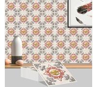 Stick on Tiles KitchenGolden Red Peel and Stick Wall Stickers Waterproof Oil Proof PVC Decorative Stickers for Bathroom Washroom Bedroom,Floor Tiles