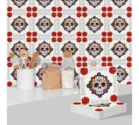 Stick on Tiles KitchenRed Flower Peel and Stick Wall Stickers Waterproof Oil Proof PVC Decorative Stickers for Bathroom Washroom Bedroom,Floor Tiles