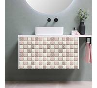 Stick on Tiles Light Pink Beige Kitchen Tile Stickers Transfers PVC Stick on Bathroom Tiles Durable Self Adhesive Wall Tiles Peel and Stick Backsplash Oil-Proof Removable 15x15cm/20 Pcs