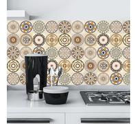 Stick on Tiles Marble Beige Orange Tile Stickers Vinyl Waterproof Oilproof DIY Home Decor for Kitchen Bathroom Cabinets Fireplaces Furniture Self Adhesive Tiles 10x10cm /10 Pcs