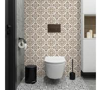Stick on Tiles Moroccan Brown Marble Kitchen Tile Stickers Waterproof Vinyl Decals Self Adhesive Stick on Bathroom Tiles Backsplash Decorative Tile Covers 30x30 cm/ 10 pcs