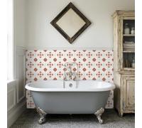 Stick on Tiles Moroccan Red Beige Kitchen Tile Stickers Waterproof Vinyl Decals Self Adhesive Stick on Bathroom Tiles Backsplash Decorative Tile Covers 20x20 cm/ 5 pcs