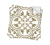 Stick on Tiles Olive Green Flower Kitchen Tile Stickers for Bathroom Waterproof Oil Proof Self Adhesive Cabinet Peel and Stick Wall Tiles Home Decor 20x20cm/10 pcs