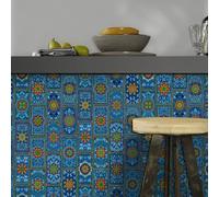 Stick On Tiles Orange Blue Green Tile Stickers PVC Peel and Stick on Bathroom Tiles Durable Waterproof Oil-Proof Self Adhesive Wall Floor Tile Covers Removable Kitchen Stickers 10.16x20.32cm/48 Pcs