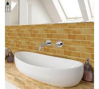 Stick on Tiles Orange Retro Brick Kitchen Tile Stickers Waterproof Vinyl Decals Self Adhesive Stick on Bathroom Tiles Backsplash Decorative Tile Covers 15x30 cm/ 6 pcs