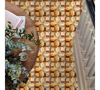Stick on Tiles Orange Wood Geometry Kitchen Tile Stickers Waterproof Vinyl Decals Self Adhesive Stick on Bathroom Tiles Backsplash Decorative Tile Covers 20x20 cm/ 5 pcs