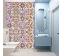 Stick on Tiles Purple Beige Mandala Tile Stickers Vinyl Waterproof Oilproof DIY Home Decor for Kitchen Bathroom Cabinets Fireplaces Furniture Self Adhesive Tiles 15x15cm /10 Pcs
