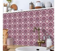 Stick on Tiles Red Pink Retro Kitchen Tile Stickers Waterproof Vinyl Decals Self Adhesive Stick on Bathroom Tiles Backsplash Decorative Tile Covers 10x10 cm/ 10 pcs