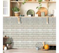 Stick on Tiles Retro Beige Brick Kitchen Tile Stickers for Bathroom Waterproof Removable Vinyl Decals Oilproof Backsplash Decorative Self Adhesive Tiles 27x27 cm/ 10 pcs
