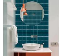 Stick on Tiles Teal Geometry Tile Stickers PVC Self Adhesive Wall Tiles Heat Resistant Peel and Stick Floor Tiles Kitchen Stick on Wall Tiles Bathroom Kitchen 15x15cm/10 Pcs