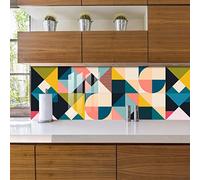 Stick on Tiles Triangle Yellow Green Tile Stickers PVC Self Adhesive Wall Tiles Heat Resistant Peel and Stick Floor Tiles Kitchen Stick on Wall Tiles Bathroom Kitchen 20x20cm/10 Pcs