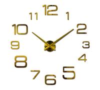 Stick on Wall Clock Wall Clock Modern 3d Big Quartz Watch Clocks Living Room Large Clocks Home Decoration Still Life Circular Diy Stickers (Color : Gold, Size : 27 inch)