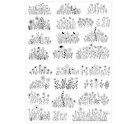 Stick Stitch Embroidery Patterns Transfers - 2 Sheets Stick and Stitch Flowers Water Soluble Hand Sewing Stabilizers for Fabric Stitch Practice Embroidery Paper Adhesive Beginners Lovers