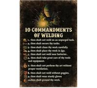 Stick Welder Commandments Funny Metal Sign For Shed 12x8 Inch