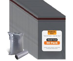 Stick Well 50-Pack Parcel Bags, 34" x 42" | Tamper-Proof & Waterproof | Self-Seal, Safe & Secure Plastic Packaging | Large Postage Bags for Clothes, Mailing, Shipping & Delivery