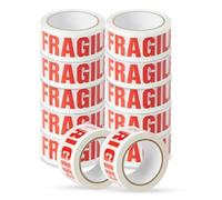 Stick Well Fragile Packing Tape, 48mm x 66m, 12 Rolls, Low Noise Parcel Tape, Secure & Sticky, Heavy Duty Tape for Packing Parcels, Moving House, Cardboard Boxes & Cartons