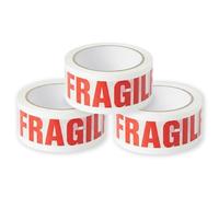 Stick Well Fragile Packing Tape, 48mm x 66m, 3 Rolls, Low Noise Parcel Tape, Secure & Sticky, Heavy Duty Tape for Packing Parcels, Moving House, Cardboard Boxes & Cartons