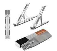 K-MART Laptop Stand for Desk, Adjustable Aluminum Laptop Riser for Desk & Bed, Air-Ventilated Portable Laptop Stand, Compatible with MacBook, Dell, HP, and 10-15.6”