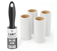 Stick Well Lint Roller, 5 Pack with 1 Reusable Handle, 300 Extra Sticky Sheets for Pet Hair Removal, Lint Remover for Dust & Fluff from Clothing, Furniture, Carpets & Car Seats (1 Handle + 300 Sheets)