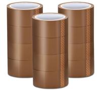 Stick Well Packaging Tape - 48mm X 66m, Heavy Duty, Low Noise, Secure & Sticky Brown Parcel Tape for Packing Boxes, Moving Boxes, Packing Tape Strong for Moving House (Brown, 12 Rolls)