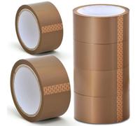 Stick Well Packaging Tape - 48mm X 66m, Heavy Duty, Low Noise, Secure & Sticky Brown Parcel Tape for Packing Boxes, Moving Boxes, Packing Tape Strong for Moving House (Brown, 6 Rolls)