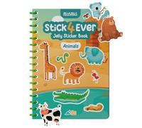Stick4Ever Jelly Sticker Book - for Kids - Waterproof, Easy to Clean Jelly Stickers for Kids - Reusable Sticker Book for Toddlers with 50 Pcs of Reusable Stickers (Animals)