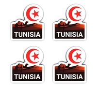 Sticker 100 mm, Set of 4 Tunisia Camel Desert Crescent Moon Star Vinyl Waterproof UV Resistant 100 mm 10 cm Contour Cut