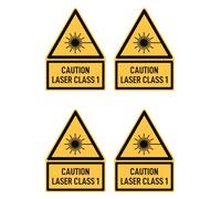 Sticker 112.5 x 75 mm Pack of 4 - Warning Laser Class 1 - Language: English - Warning Sign with Text (Yellow/Black) - Dreick - W004 - DIN EN ISO 7010