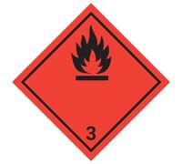 Sticker: 200 x 200 mm, 1 piece, hazardous goods class, class 3, black, flammable liquid substances, ADR/GHS/DGR/UN safety pictogram