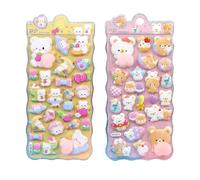 Sticker 3D Aesthetic Animal Decorative Stickers, 2 Sheets Scrapbooking Decals, for Diary, Laptop, Mobile Phone Case, Crafts, Children, Girls, Party Services, Class Rewards