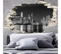 Sticker 3D Effect |Wall Decal New York Sklyline - Wall Paper Decoration Optical Illusion Room and Living Room - 60 x 90 cm