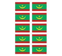 Sticker 50 x 30 mm Pack of 10 Mauritanian Flag for Car, Suitcase, Laptop and More