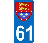 Sticker 61 with Coat of Arms of the Department of the Orne (Car Registration Plate 9.8 x 4.5 cm)