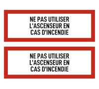 Sticker 74 x 210 mm - NE PAS UTILISER L'ASCENSEUR EN CAS D'INCENDIE - Fire Protection and Instructions for Use - DIN 4066 - D1 - Language: French