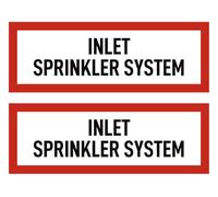 Sticker 74 x 210 mm, Pack of 2 - Inlet Sprinkler System - Fire Protection and Instructions for Use - DIN 4066 - D1 - Language: English