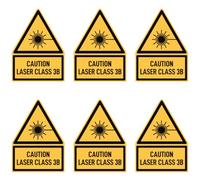 Sticker 75 x 50 mm, Pack of 6 - Warning Laser Class 3B - Language: English - Warning Sign with Text (Yellow/Black) - Dreick - W004 - DIN EN ISO 7010