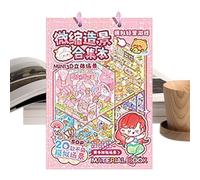 Sticker Activity Book - DIY Landscape Scene Creation, Cute 3D Cartoon Visual Art Style, 50 Sheet Set + Medium 14x20cm Size, Coated Paper Adhesive Backing - for Scrapbooking & School Crafts