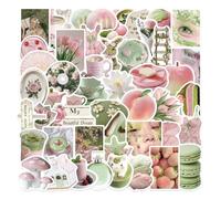 Sticker Aesthetic Pack of 100 Coquette Stickers in Yellow and Blue, Waterproof Vinyl Stickers, Cute Stickers for Scrapbook, Journaling, Laptop, Skateboard, Mobile Phone, MacBook, etc (D-Green)